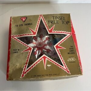 Vintage GEM Tinsel Tree Top 10 Lite Twinkle 8" Star Tree Topper w/ Original Box